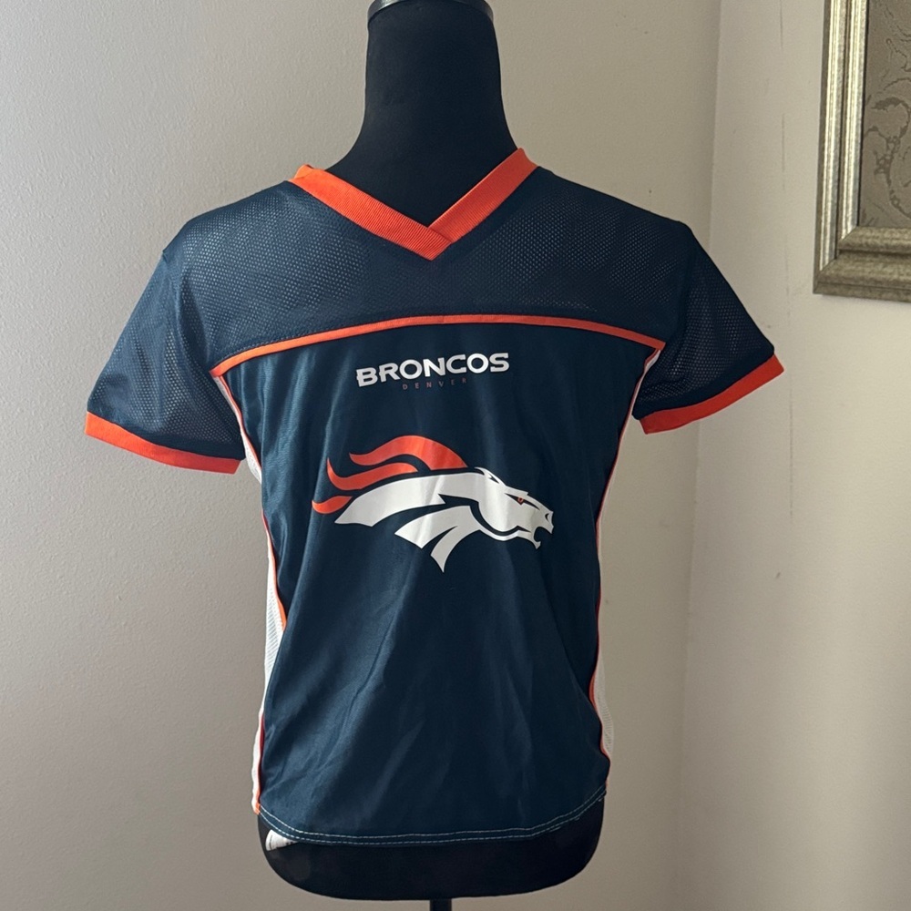 NFL Denver BRONCOS‎ jersey T- shirt Youth Medium Reversible Flag Football USA